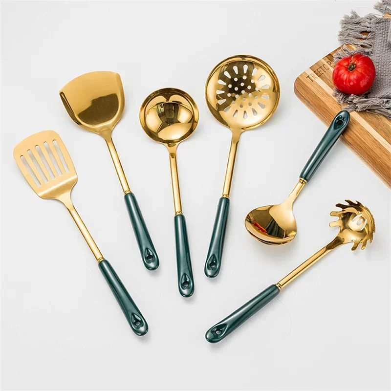 7 Stuks Roestvrijstalen Kookgerei Set Soep Pollepel Voor Gemak Keuken Accessoires Kookgereedschap Frituren Spatel Vergiet Lepel Nieuw