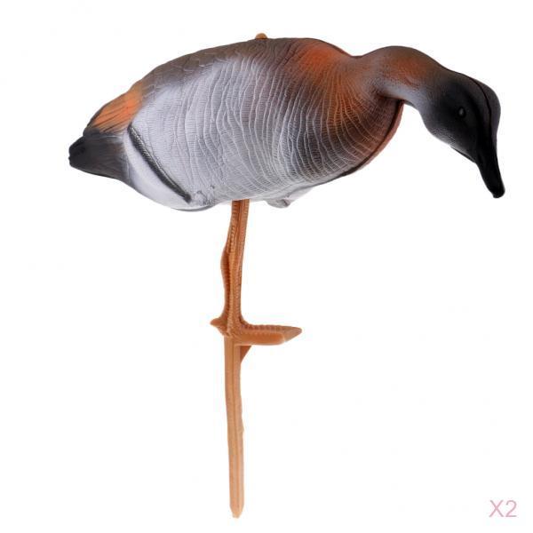 Set Of 2 Goose Decoys Life Size Collapsible Garden Deoration Foraging Geese