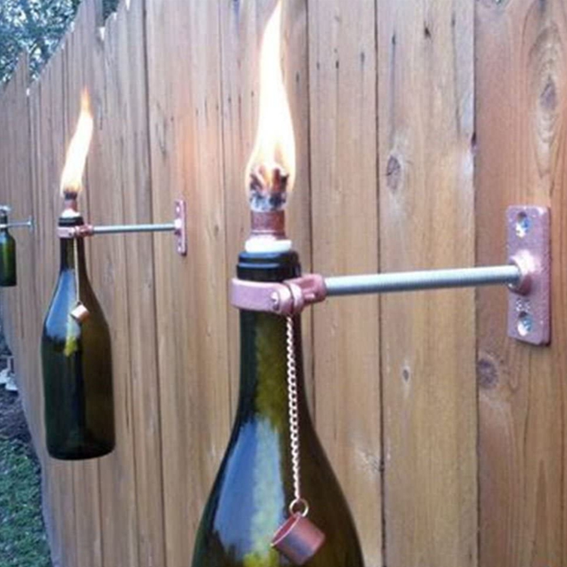 Torche Tiki en fibre de verre, 25cm, BMBY-20Pcs, mèche pour bouteille de vin, éclairage de Patio, lumière de jardin