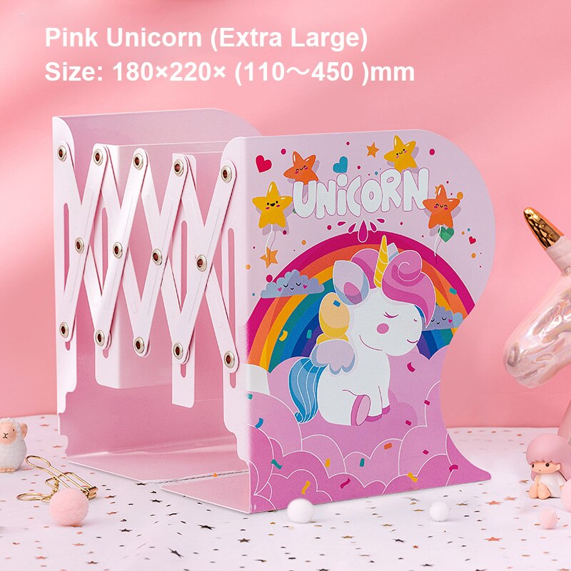 Support de rangement de livres rétractable pour étudiants, et pliable, pour papeterie de bureau et d'école: Unicorn(22x50cm)