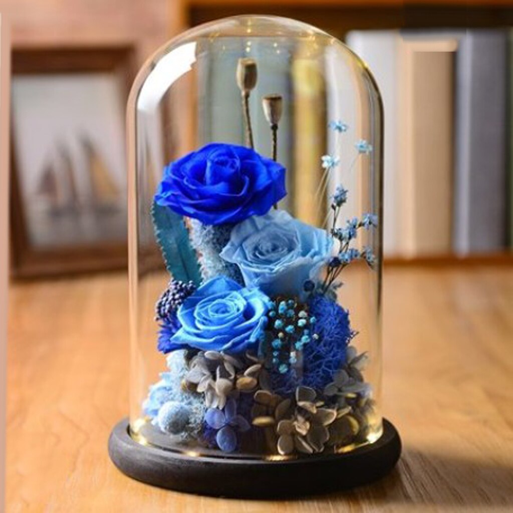 Cúpula de cristal transparente con Base de madera para decoración, soporte de exhibición para centro de mesa de boda en casa, color marrón, 9x12cm, 2 unidades