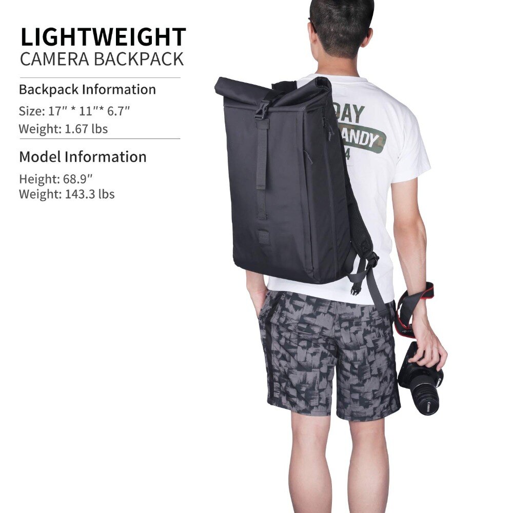 BUBM DSLR Camera Backpack-Travel Shoulder Bag with Filter Case, Dual-Side Quick Camera Access for Canon,Nikon,Lens,13.3&#39;&#39; Laptop
