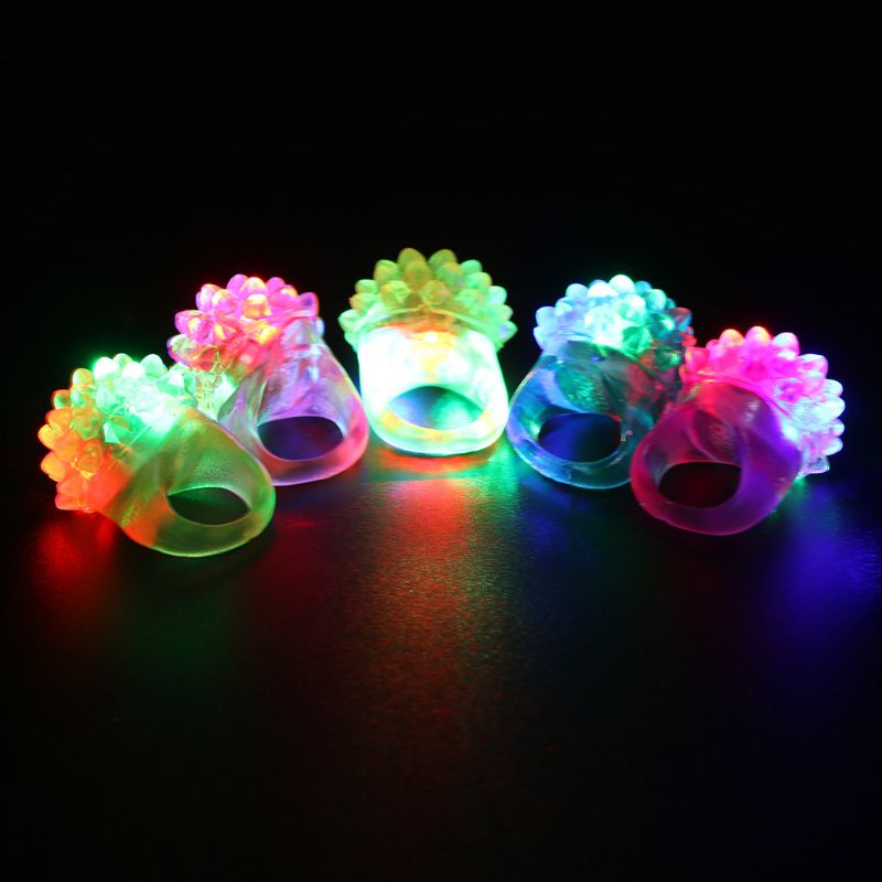 36pcs Strawberry Flashing LED Light Up Toys Bumpy Rings Party Favors Supplies Glow Jelly Blinking Bulk