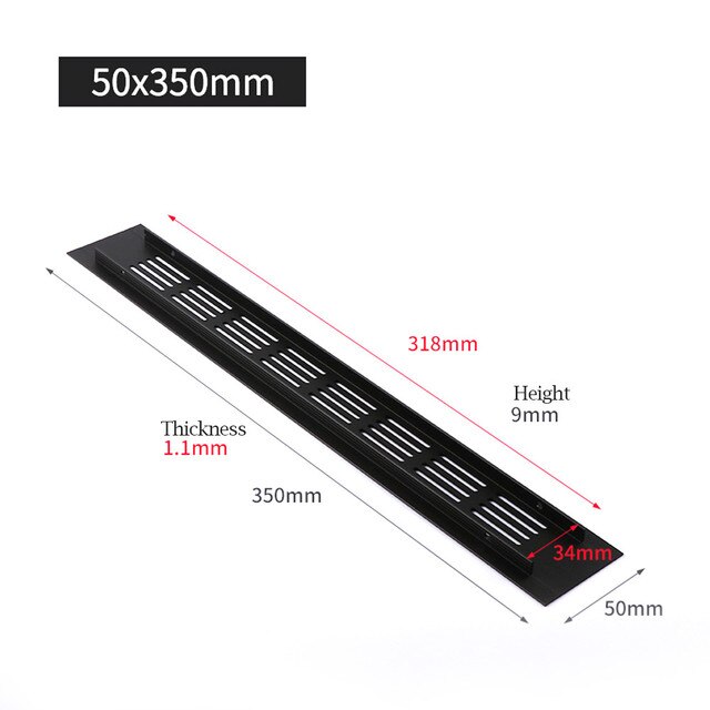50mm aluminiowa prostokątna szafka szafa kratka wentylacyjna wentylacja osłona na maskownicę robić szafy szafka na buty obudowa komputera: 50x350mm