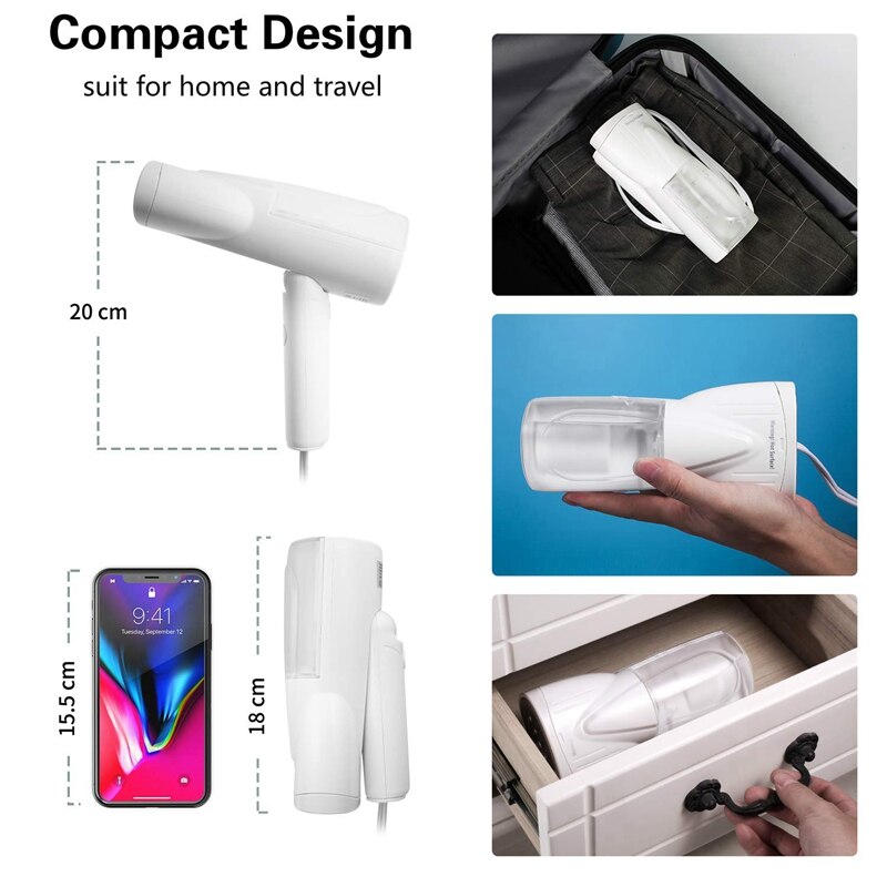 HEIßER-Faltbare Kleidungsstück Dampfer für Kleidung Tragbare Handheld Eisen Kleidungsstück Stoff Falten-entferner mit Abnehmbare Europäischen Stecker