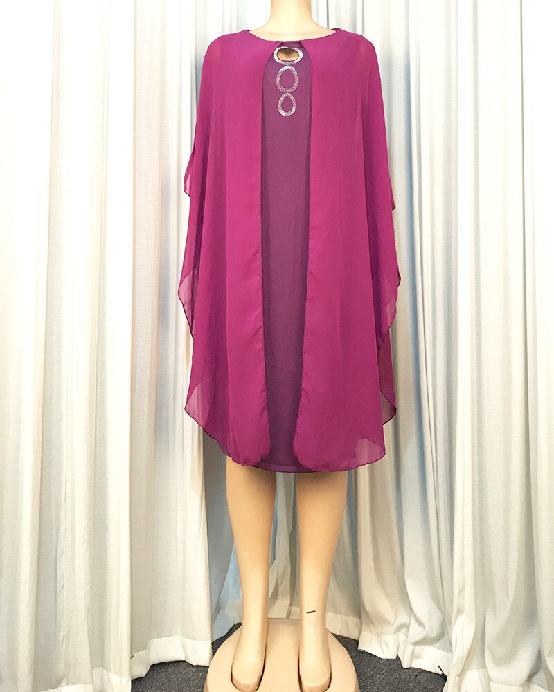 Sommer afrikanske kvinder lilla farve plus size kjole l -3xl: Xl