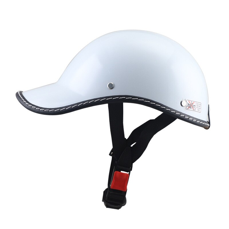 Motorfiets Half Helm Baseball Cap Stijl Half Gezicht Helm Elektrische Fiets Scooter Anti-Uv Veiligheid Harde Hoed: white