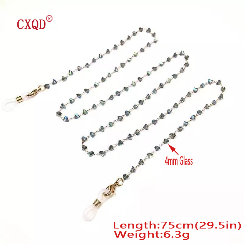 Cadenas para máscara de gafas de sol para mujer, cordón para gafas con cuentas de cristal triangular de 4mm, joyería de , accesorios para colgar en el cuello