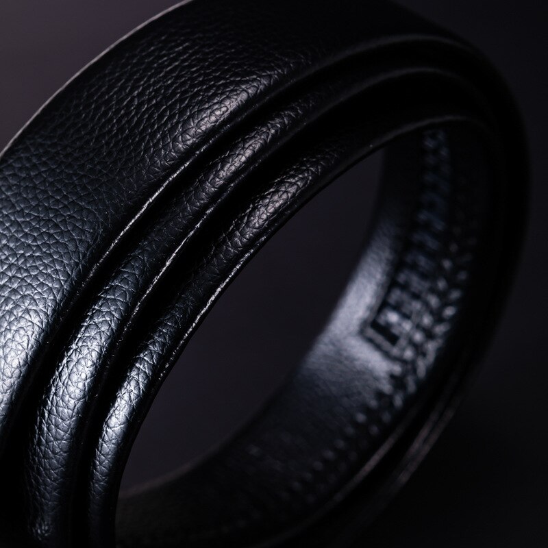 Cinturón de cuero con hebilla redonda automática para hombre, hebilla de con patrón de lichi, ideal para decorativos