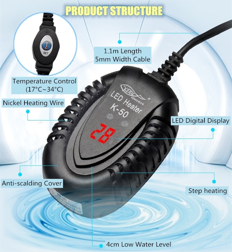 Aquarium Digital Temperature Controller Submersible Fish Tank Automatic Water Heater Tank Turtle Constant Temperature Heating