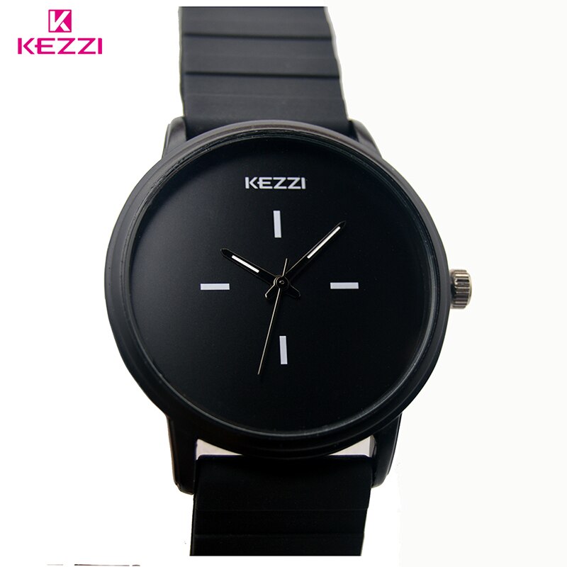 Kezzi Brand Classic Zwart Wit Siliconen Horloges Vrouwen Big Dial Sport Quartz Horloge Dames Unisex Horloge Klok Relojer Feminino