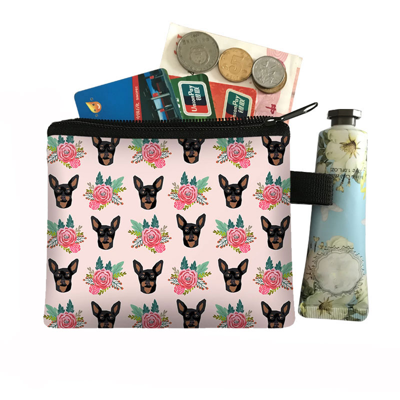 Einzigartige Katze Hund Mit Blume Malerei Münze Tasche Für Frauen Geldbörsen Mädchen Lippenstift Karte Tasche Mini Brieftaschen Für