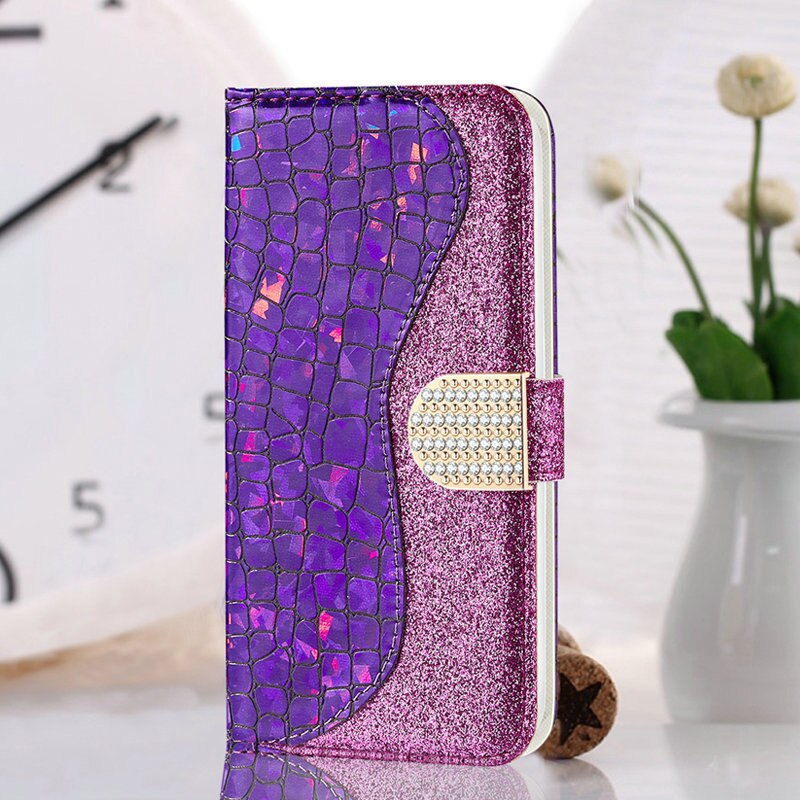 For Huawei P Smart Case Smart2019 Rhinestone Sparkle Wallet Lady Flip Phone Cover for Funda Huawei P Smart Case FIG-LX1