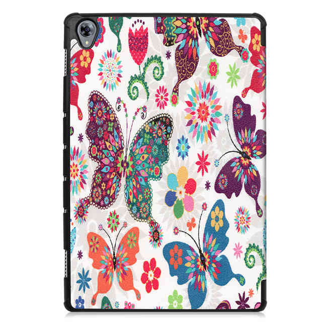 IBuyiWin magnetyczny inteligentny PU skórzany pokrowiec do Huawei MediaPad M6 10.8 cal Tablet Funda pokrywa dla Huawei M6 Pro 10.8 "+ Film + długopis: Butterfly
