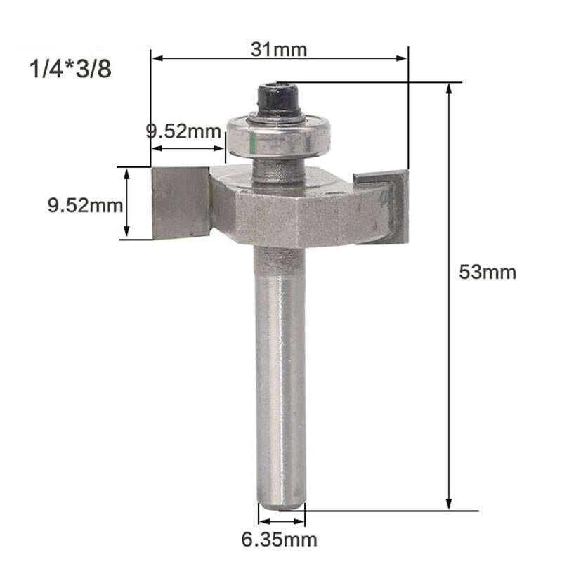1Pc 1/4 "6.35Mm Schacht Frees Houtsnijwerk T-Type Biscuit Gezamenlijke Slot Cutter Voegwerk Steken router Bit Cutter Werken: 07