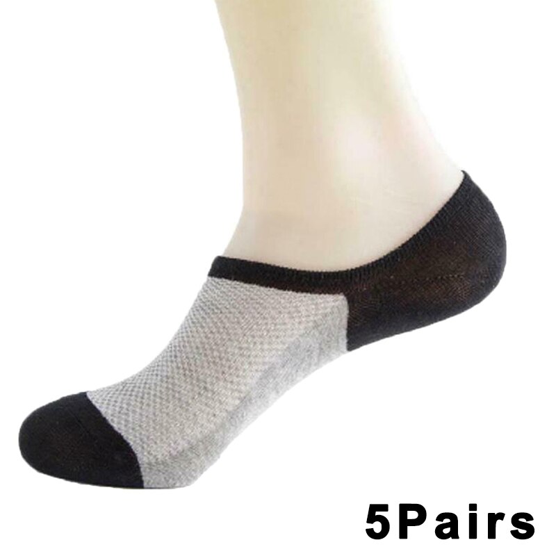 5 Pairs Mens Socks Mesh Invisible Short Ankle Socks Breathable Thin Boat Sock X85: black light gray