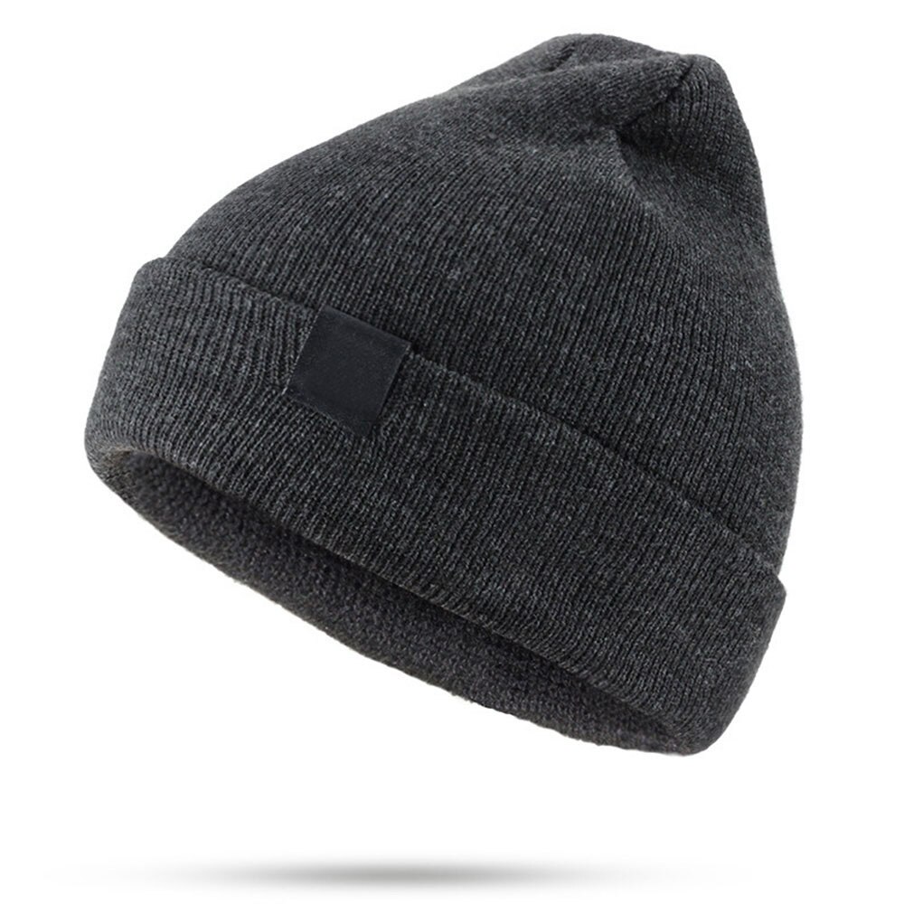 Solid unisex beanie efterår vinter hat hat akryl strikket blød varm cap mænd kvinder udendørs beanie hat ski baseball cap: Mørkegrå hat