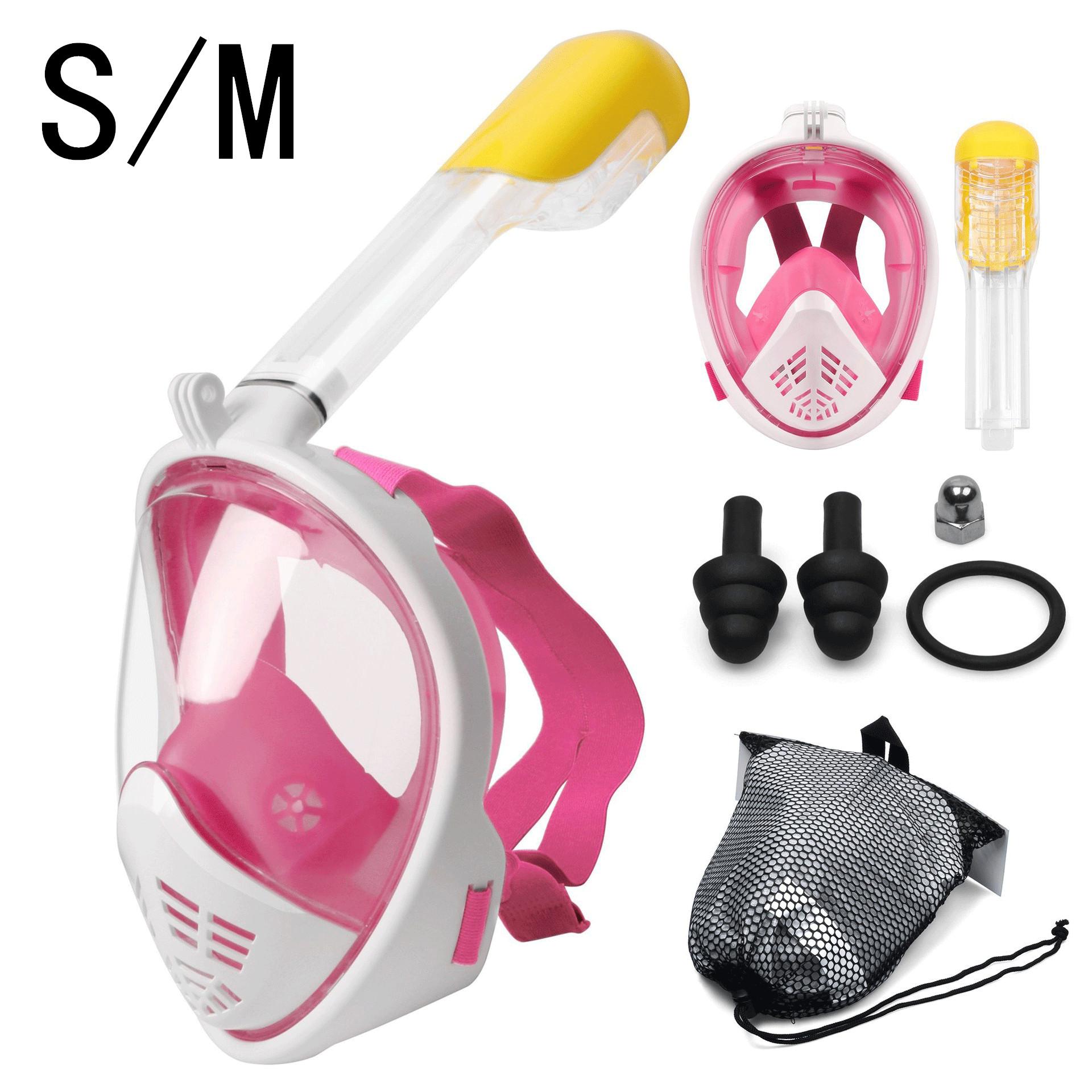 máscara de buceo máscara de buceo subacuática Anti niebla máscara de Snorkel de cara completa mujeres hombres niños natación Snorkel equipo de buceo: N07 S M