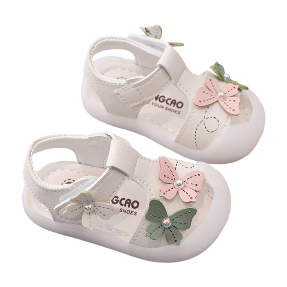 Kleinkind Baby Mädchen Sandalen Sommer Cloes Kappe Schuhe mit Schmetterling Anti Unterhose Gummi Sohle Kleinkind Prewalker Erste Wanderschuhe: W / 19