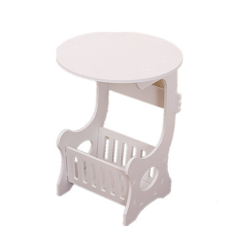 Mini Plastic Round Coffee Tea Table Home Living Room Storage Rack Bedside Table White #09