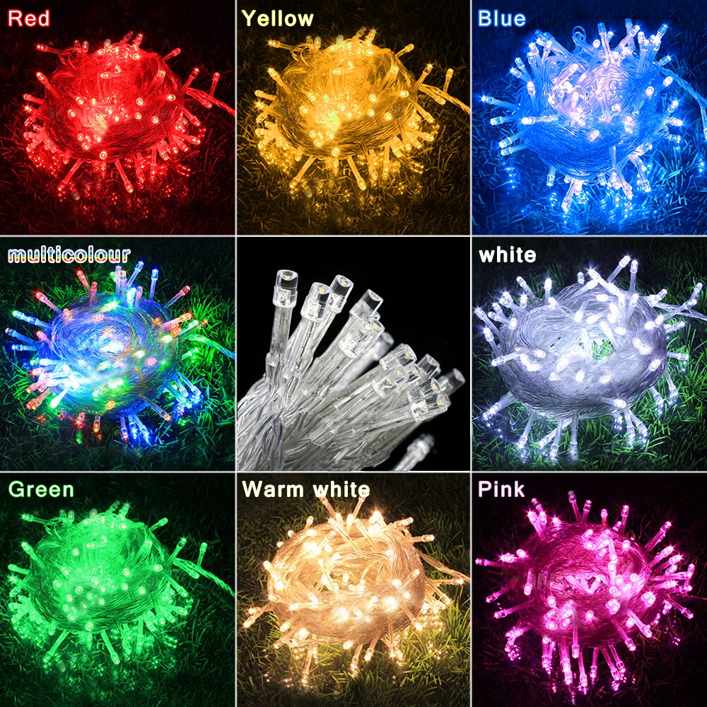 Tsleen fairy light string 10/20m 100 white festival led lysende lys vanntett firefly bryllup stripe rgb/warm 220v
