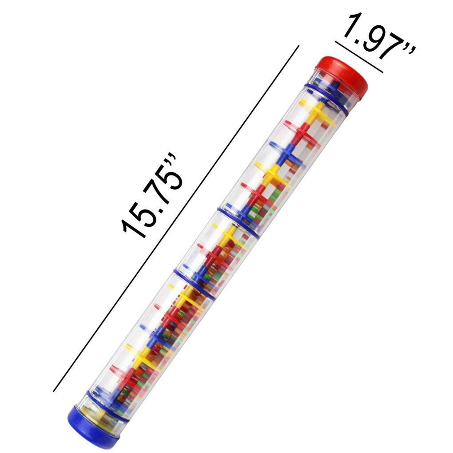 Grote Rainstick Rammelaar Speelgoed 15.75 Inch-Lange Kleur Noise Stick Regenboog Korrels Binnen