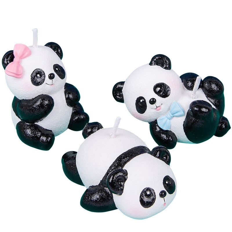 Tecknad panda ljus födelsedagstårta dekorativ dekoration djur fest ljus första året retur djur tema