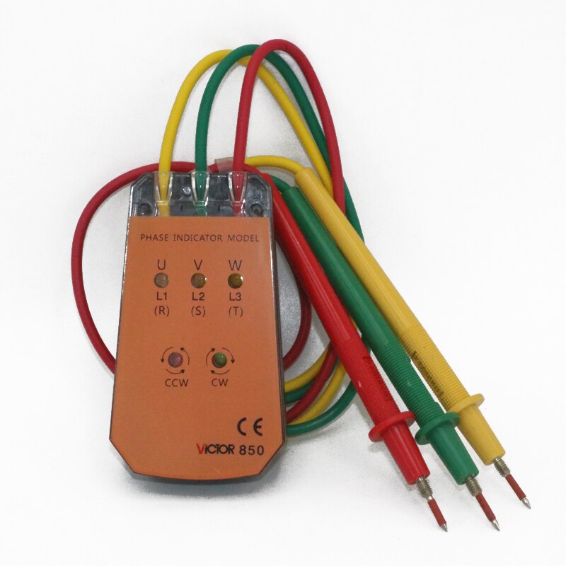 VICTOR VC850 3 Phase Sequence Rotation Indicator Tester 200~480V Checker Meter LED+Buzzer