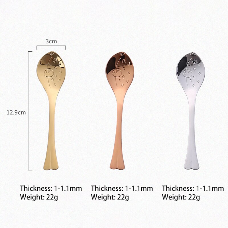 1Pcs 304 Stainless Steel Nice Dinner Spoon Rose Gold/Gold/Silver Fish Coffee Dessert Spoons Tableware