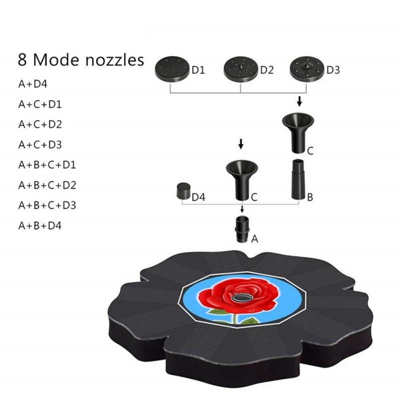 1Pcs Zonne-energie Drijvende Pomp Water Zonne-fontein Vogelbad Thuis Zwembad Tuin Rose Pic. Tuin Accessoires