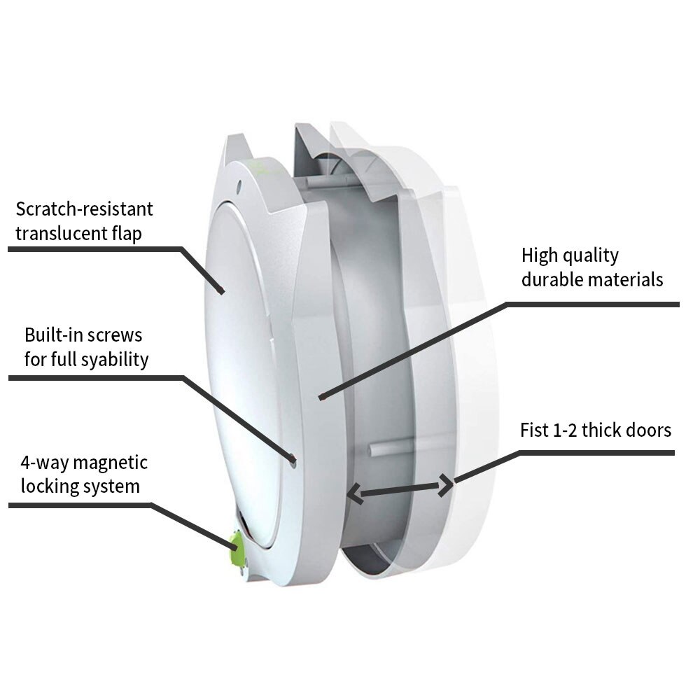 Cat Flap Door with 4 Way Lock Security Flap Door for Dog Cat Kitten Small Pet Gate Door Kit Cat Door Plastic Gate Pet Supplies