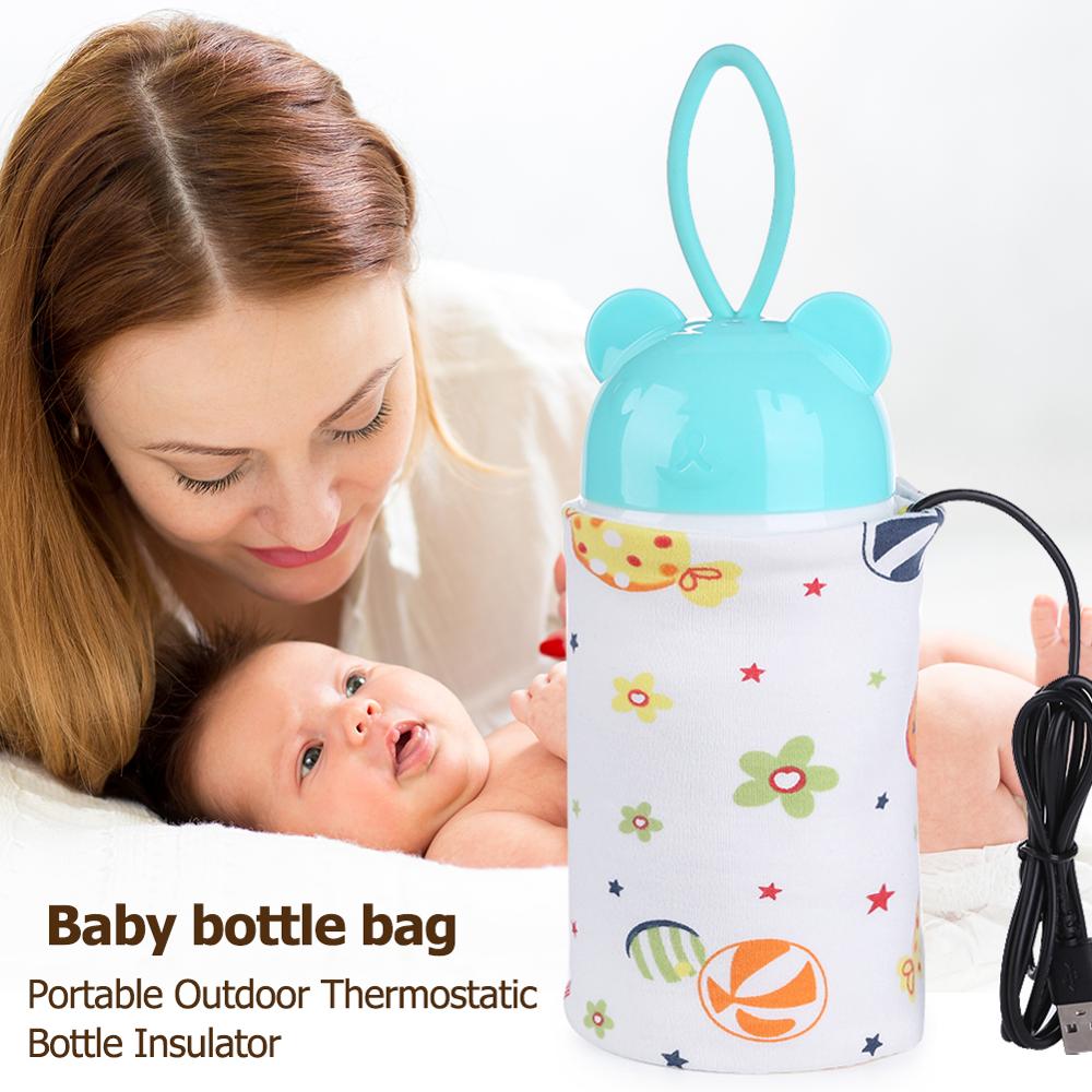 Babyflaskevarmer bærbar mælkekop miljøbeskyttelse ikke-toksicitet opvarmning sikkerhed varmelegeme spædbørn fodring af flaskepose: D