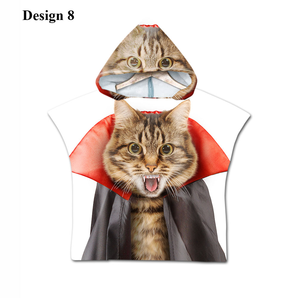 Gotisk cool halloween skræmmende kat skelet kranium baby børn børn hættehåndklæde pool bad strand poncho håndklæde kappe: Design 8