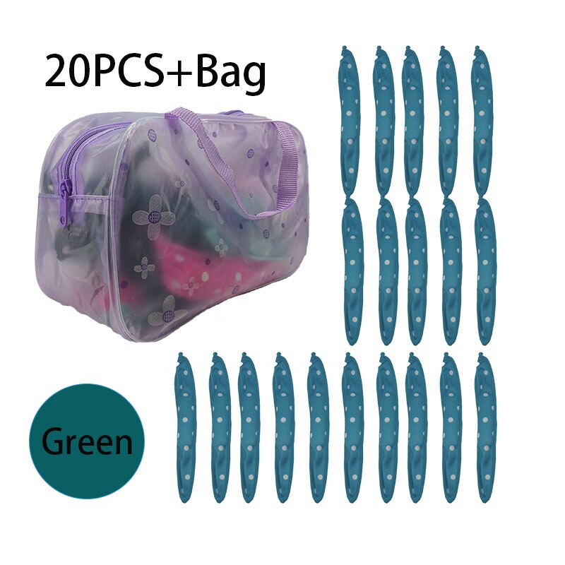 Haar krultang spiraal rollers slaap styler magische krultang roller: Groene stuks
