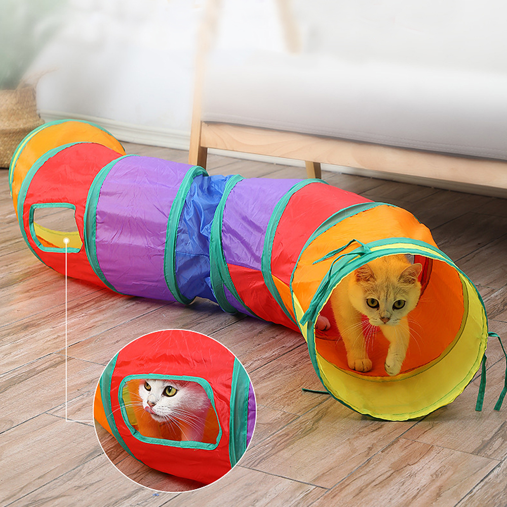 2/3 Holes Pet Cat Tunnel Toys Foldable Pet Kitten Training Interactive Fun Toy For Cats Rabbit Ferrets Animal Play Tunnel Tube