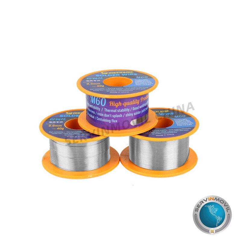 Cable de estaño de alta pureza M60-0.3mm-0.8MM 40g, alambre de soldadura activo para soldador eléctrico refundido Repai