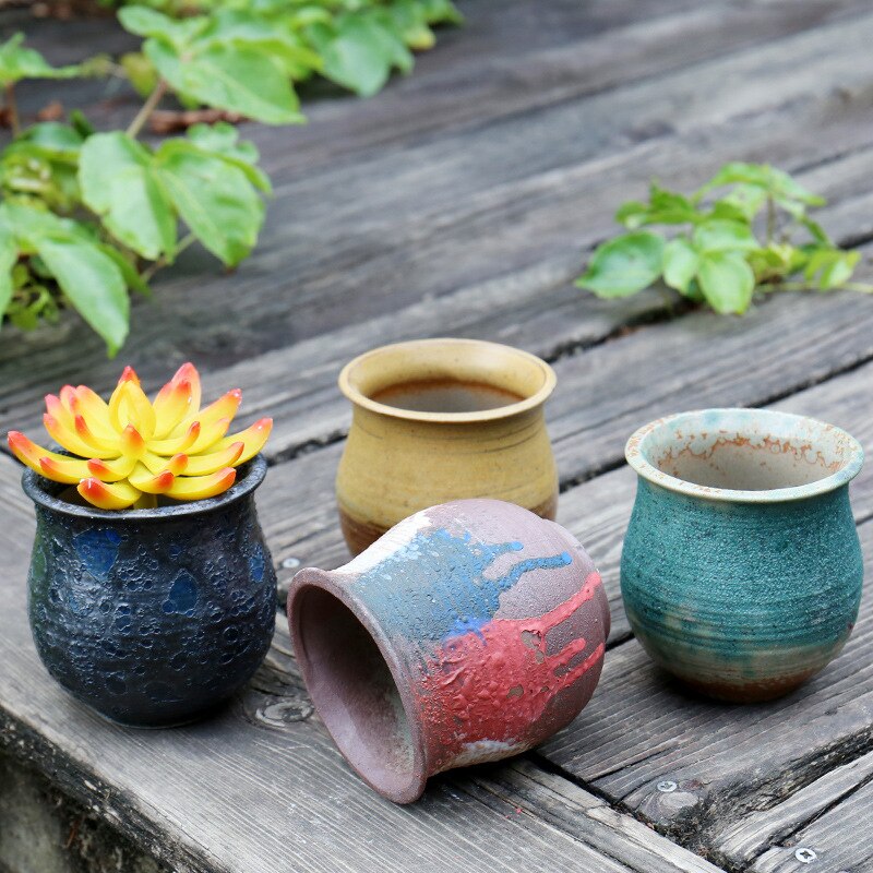 Ceramic Succulent Flower Pots Do Old Rust Stoneware Flower Pots Retro Breathable Perforated Kiln Variable Potted Plants