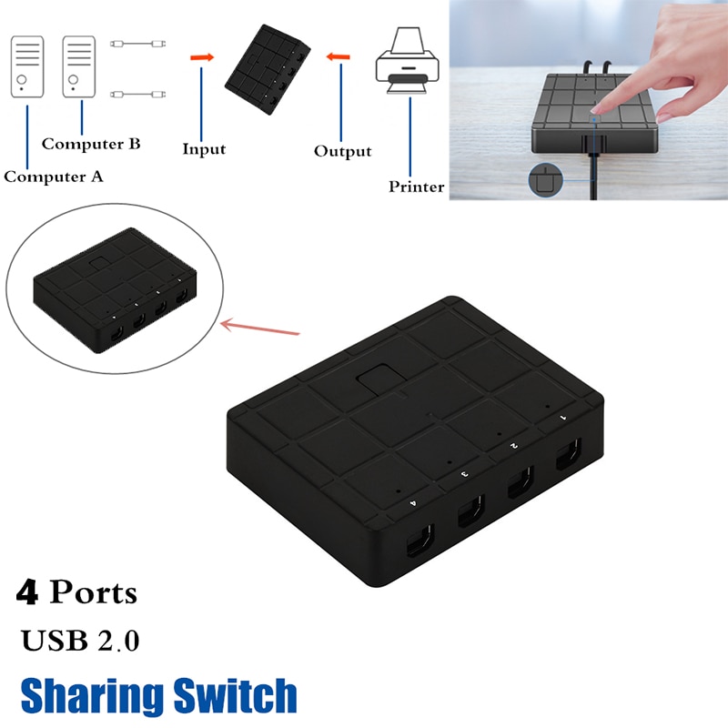 4 Poorten Usb 2.0 Sharing Switch Switcher Adapter Box Voor Pc Scanner Printer 4 In 1 Out Usb Sharing Switch doos