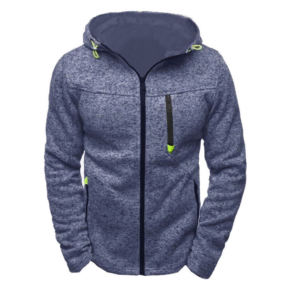 Motorcykel herrejakke vinter slim hættetrøje varm sweatshirt med hætte frakke jakke outwear sweater varm top: Blå / Xl