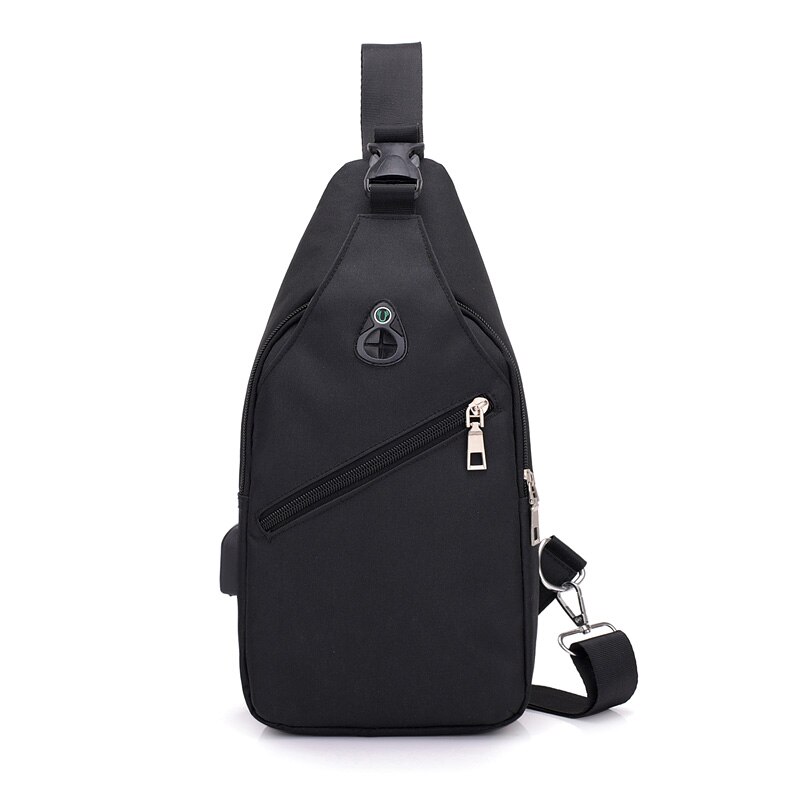 Moderno Paquete de bolsos de un solo hombro para hombre, bolso cruzado con carga USB, mochila antirrobo de una sola Correa: black