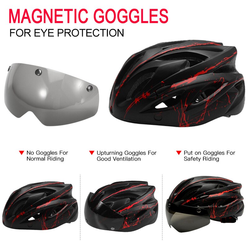Upgrade Maat Verstelbaar Fiets Helm Met Bril Afneembare Schedel Cap Voor Mannen Vrouwen Jeugd Fietsen Road Mountain Fietsen