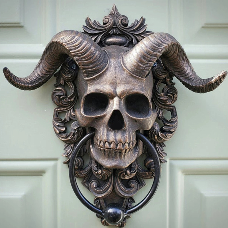 Poignée de porte en forme de tête de mort, rétro Antique, décoration murale, résine artisanale