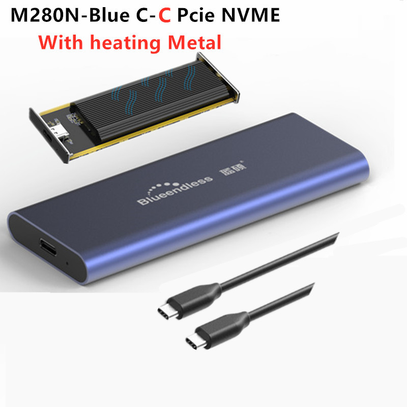 PCIE M.2 NVME USB SSD obudowa M z tuleją samozaciskową C USB 3.1 2240/2280 obudowa na SSD aluminium 10 gb/s pudełko zewnętrzne solidny dysk zewnętrzny: M280N Blue C-C