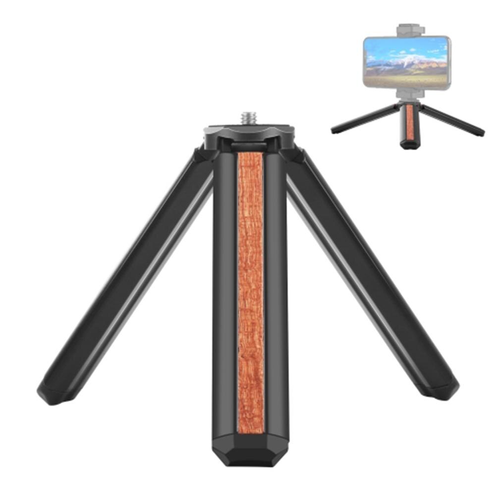 Inlaid Wood Desktop Live Tripod Multi-function Mobile Phone Holder Folding Portable 1/4 Screw Mini Tripod For Photography Camera: black Tripod PU620B
