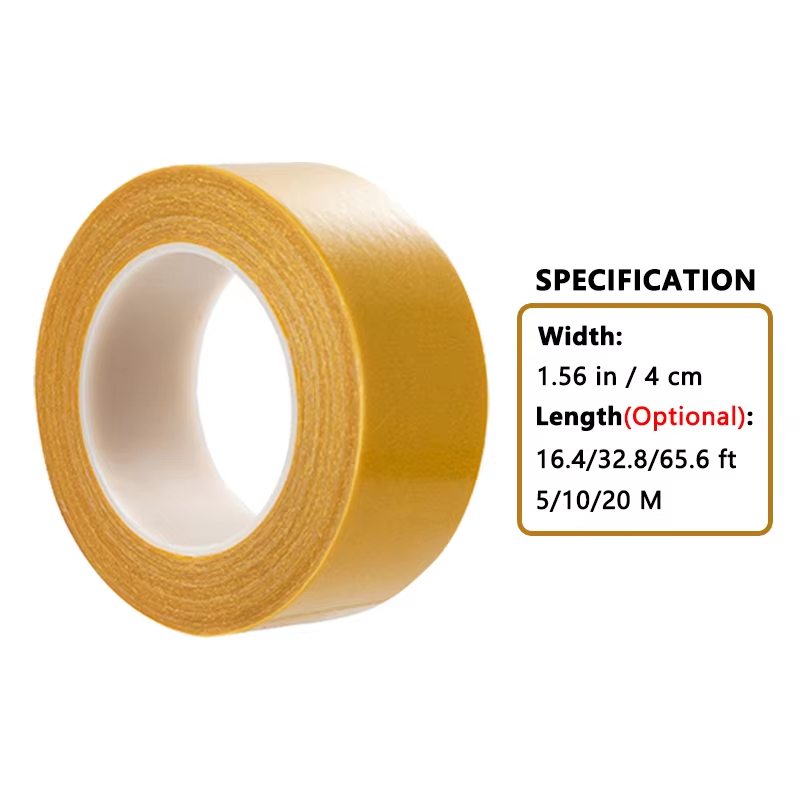 Cinta adhesiva de doble cara de fijación súper fina, malla translúcida resistente, impermeable, sin rastro, potente cinta para alfombras de rejilla: Oro / 5 metros
