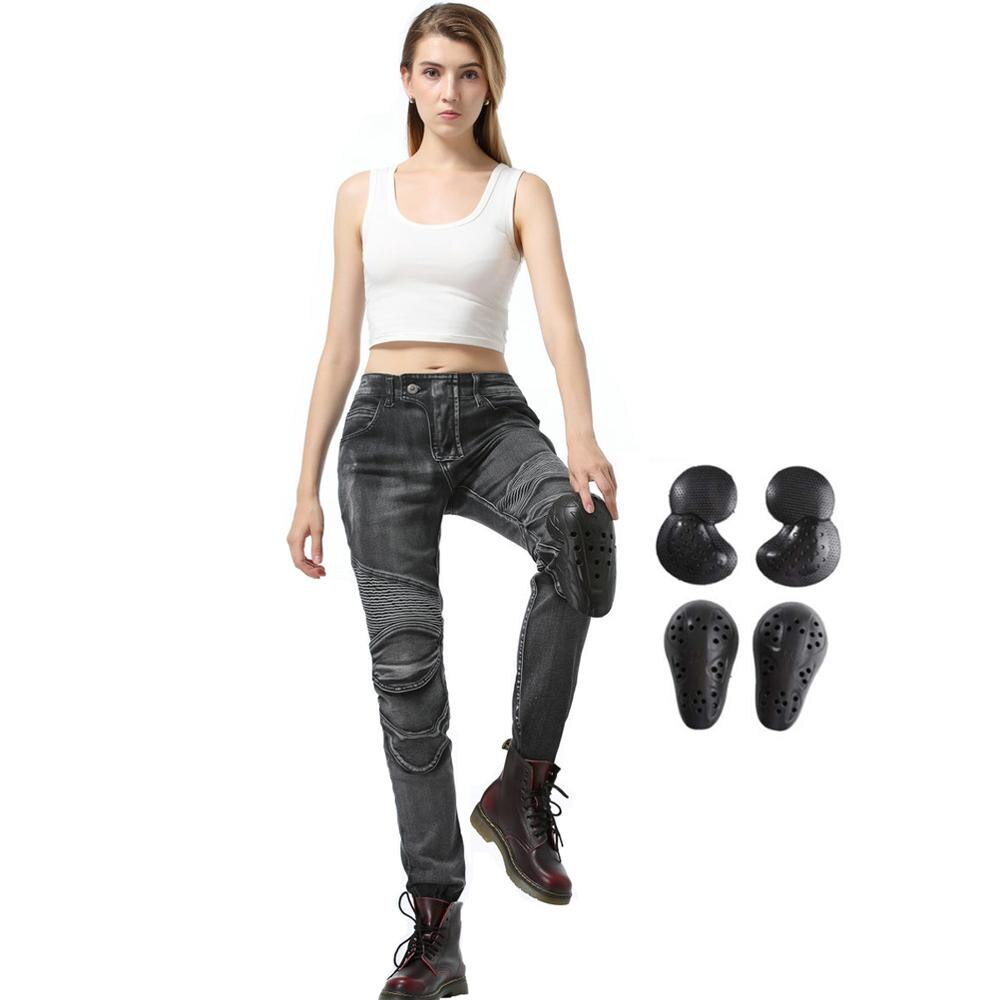 Biker Jeans for Women Motorcycle Riding Pants Motorbike Heavy Duty Overpants With 4 X CE Armored Upgrade Knee Hip Pads