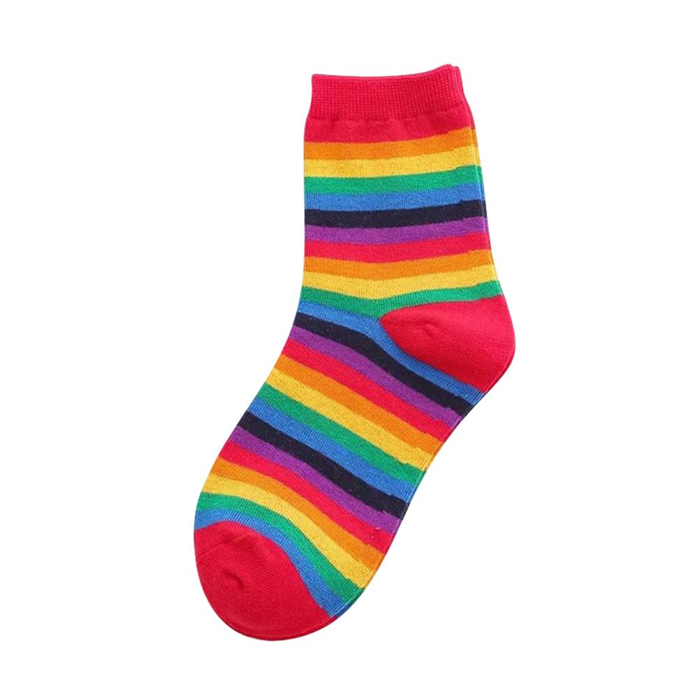 1 paar Baumwolle Elastizität Schweiß Lange Socken Kinder Candy Farbe Regenbogen Gestreiften Sportliche Meias Casual Mädchen Retro Harajuku Socken