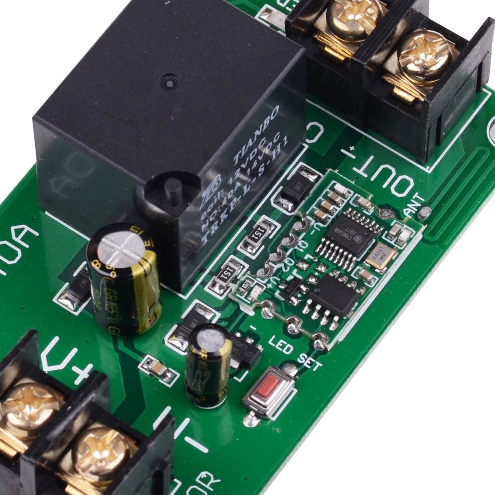 High Power 12V DC 40A 350W 1CH RF Wireless Remote Control Lighting Switch Input 12V Output 12V Wireless Receiver With Black TX