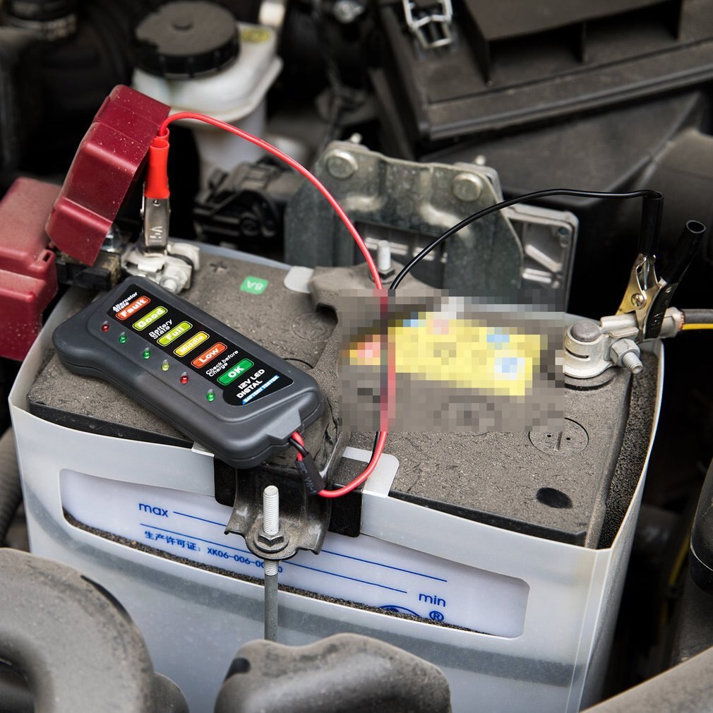 Probador de batería de coche, 12V, 6 luces LED, alternador Digital automático, probador de carga para coche y motocicleta, herramienta de diagnóstico automático