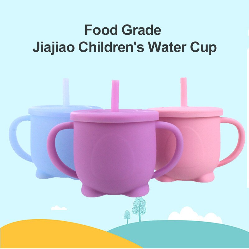 200ml Silicone Children's Straw Cup Baby Learn To Drink Cup Children's Leak-proof And -proof Water Cup With Handle Cups